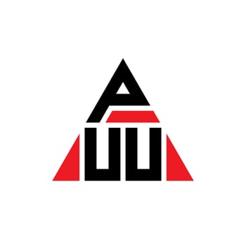 PUU triangle letter logo design with triangle shape. PUU triangle logo design monogram. PUU triangle vector logo template with red color. PUU triangular logo Simple, Elegant, and Luxurious Logo.