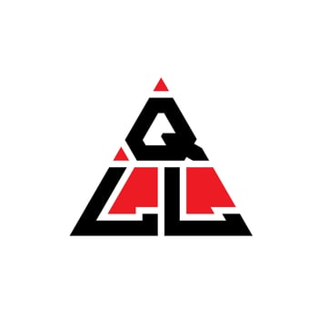 QLL triangle letter logo design with triangle shape. QLL triangle logo design monogram. QLL triangle vector logo template with red color. QLL triangular logo Simple, Elegant, and Luxurious Logo.