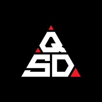 QSD triangle letter logo design with triangle shape. QSD triangle logo design monogram. QSD triangle vector logo template with red color. QSD triangular logo Simple, Elegant, and Luxurious Logo.