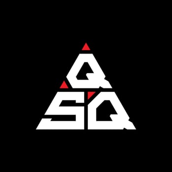 QSQ triangle letter logo design with triangle shape. QSQ triangle logo design monogram. QSQ triangle vector logo template with red color. QSQ triangular logo Simple, Elegant, and Luxurious Logo.