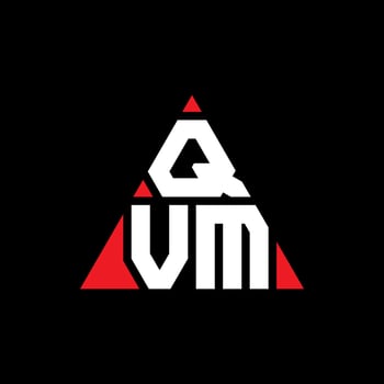 QVM triangle letter logo design with triangle shape. QVM triangle logo design monogram. QVM triangle vector logo template with red color. QVM triangular logo Simple, Elegant, and Luxurious Logo.