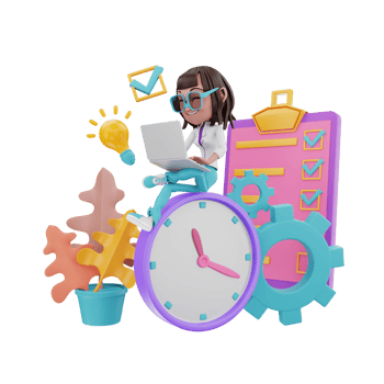3D rendering of time management illustration png