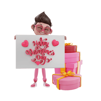 3d render valentine days illustration png