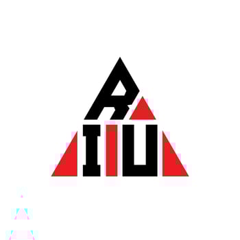 RIU triangle letter logo design with triangle shape. RIU triangle logo design monogram. RIU triangle vector logo template with red color. RIU triangular logo Simple, Elegant, and Luxurious Logo.