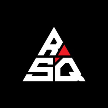 RSQ triangle letter logo design with triangle shape. RSQ triangle logo design monogram. RSQ triangle vector logo template with red color. RSQ triangular logo Simple, Elegant, and Luxurious Logo.