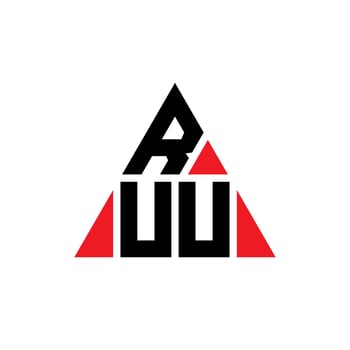 RUU triangle letter logo design with triangle shape. RUU triangle logo design monogram. RUU triangle vector logo template with red color. RUU triangular logo Simple, Elegant, and Luxurious Logo.