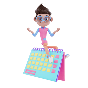 3d character male with calender png