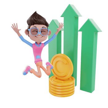 3D render character male  jumping with profit png
