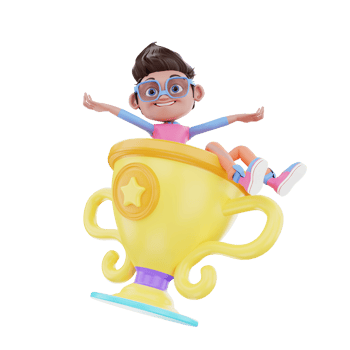 3D render character male with trophy png