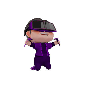 3D Render cute Metaverse character illustration png