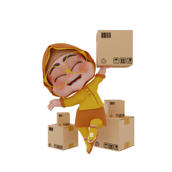 3d  girl courier illustration png