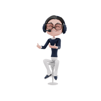 3D character customer service illustration png