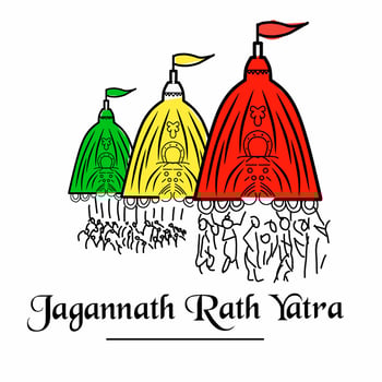 shri Jagannath puri rath yatra festival vector illustration.
