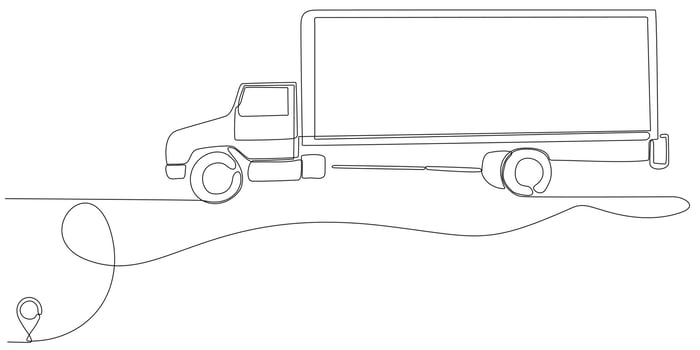 Line icon vector continuous line drawing of cargo track line from oulis home route with starting point and single line trail - Vector illustration. - Vector