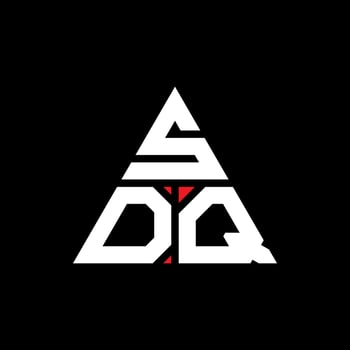 SDQ triangle letter logo design with triangle shape. SDQ triangle logo design monogram. SDQ triangle vector logo template with red color. SDQ triangular logo Simple, Elegant, and Luxurious Logo.