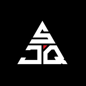 SJQ triangle letter logo design with triangle shape. SJQ triangle logo design monogram. SJQ triangle vector logo template with red color. SJQ triangular logo Simple, Elegant, and Luxurious Logo.