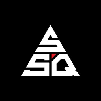 SSQ triangle letter logo design with triangle shape. SSQ triangle logo design monogram. SSQ triangle vector logo template with red color. SSQ triangular logo Simple, Elegant, and Luxurious Logo.