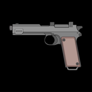 Firearms vector style, Shooting gun, Weapon illustration, Vector Line, Gun illustration, Modern Gun, Military concept, Pistol for training