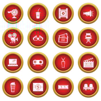 Cinema icons set symbols, simple style vector