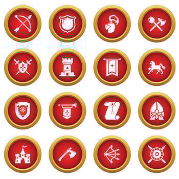 Knight medieval icons set, simple style vector