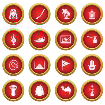 Turkey travel icons set, simple style vector