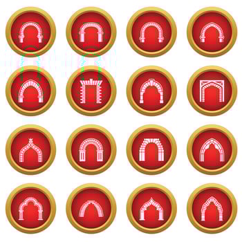 Arch types icons set, simple style vector
