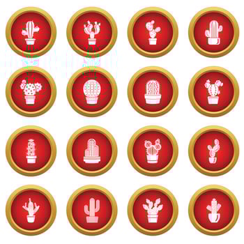 Cactus icons set, simple style vector