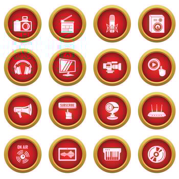 Multimedia internet icons set, simple style vector