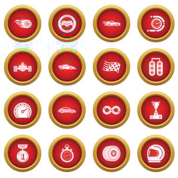 Car race icons set, simple style vector
