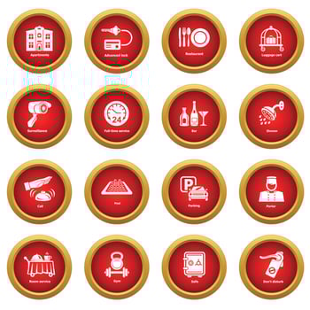 Hotel service icons set, simple style vector