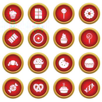 Sweets candy cakes icons set, simple style vector