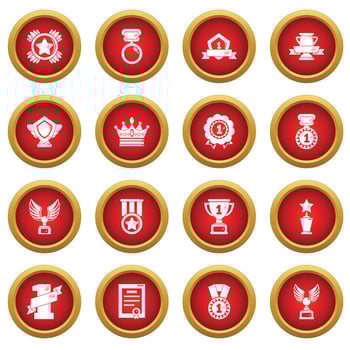 Awards medals cups icons set, simple style vector
