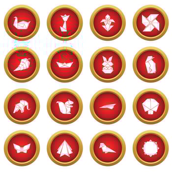 Origami icons set, simple style vector