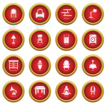 Interior furniture icons set, simple style vector