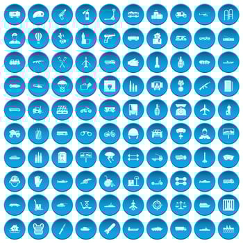 100 burden icons set blue vector