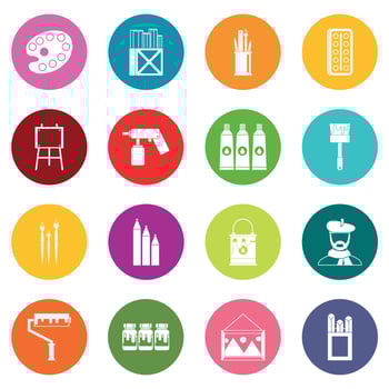 Painting icons many colors set vector