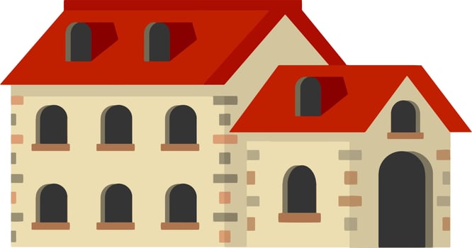 Cozy suburban house. Small town and white house. vector