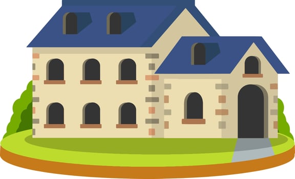 Cozy suburban house. Small town and white house. vector