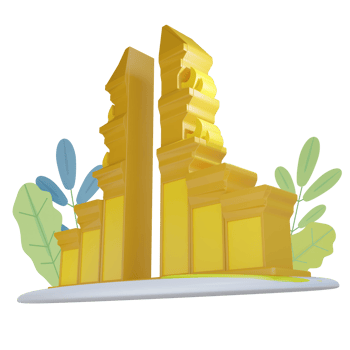3d Temple gates illustration with transparent background png