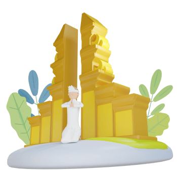 3d Temple gates with man illustration with transparent background png