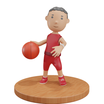 3D boy dribble ball basketball png