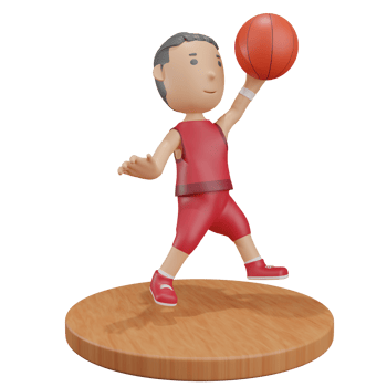 3D boy slam dunk basketball png