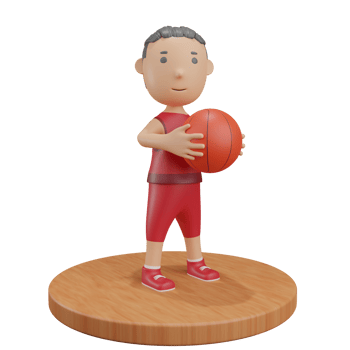 3D boy holding ball basketball png