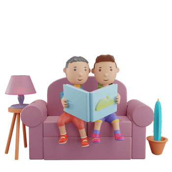 3d boys reading story book png