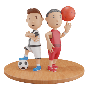 3d boys poses with ball png