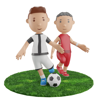 3d boys playing football soccer png