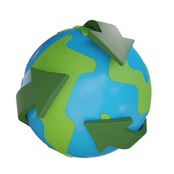 3d earth recycling illustration with transparent background png