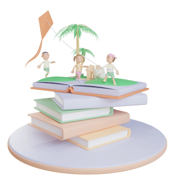 3d children book kite flying illustration with transparent background png