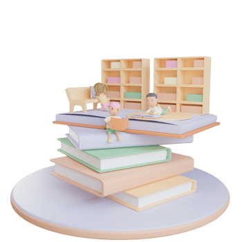 3d children book read in library illustration with transparent background png