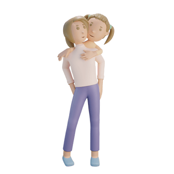 3d render Mom and daughter ride on the back illustration png